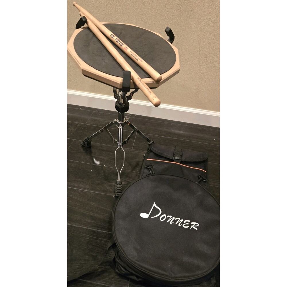 Donner Drum Practice Pad 12 inches Snare Drum Stand Kit Carrying Drum Backpack